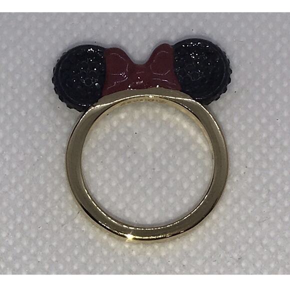 Kate Spade X Disney Minnie Mouse Ears Limited Edition Gold Plate Ring Pave Sz 8 - Picture 1 of 10